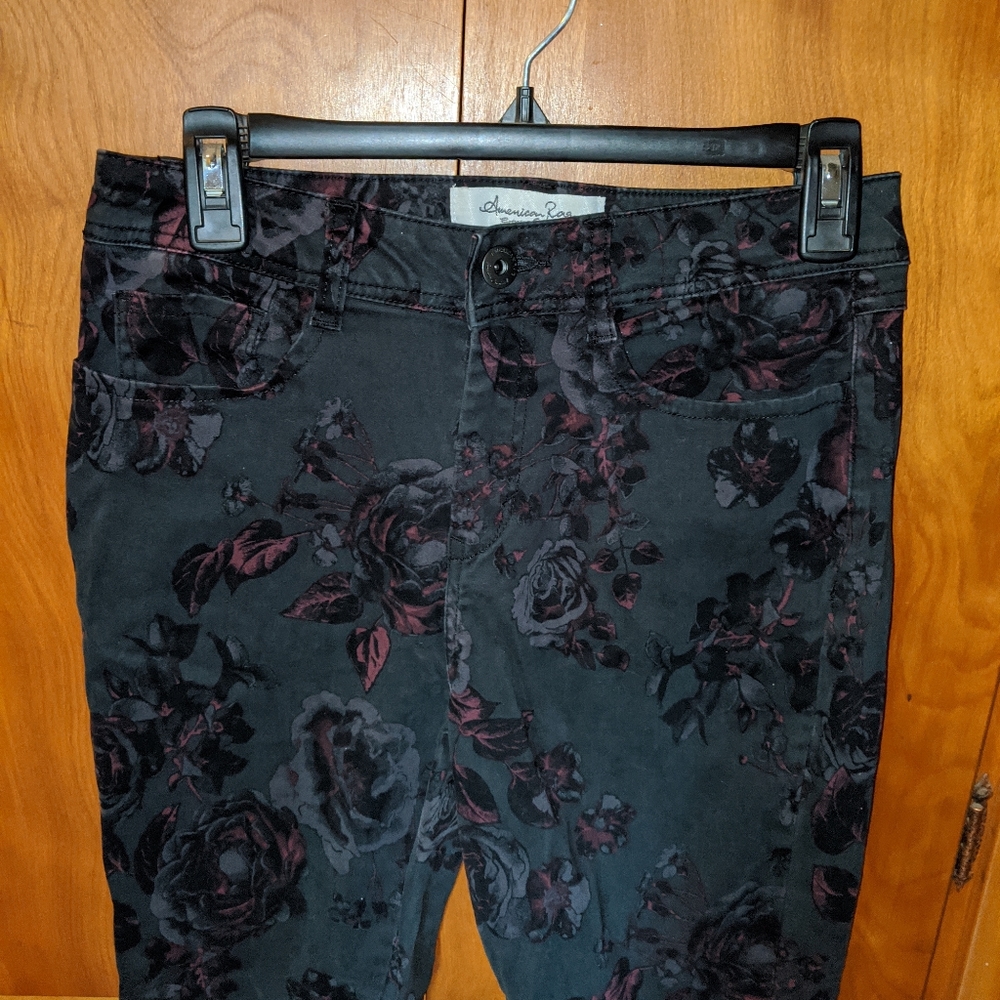 Black and Red Floral Pants